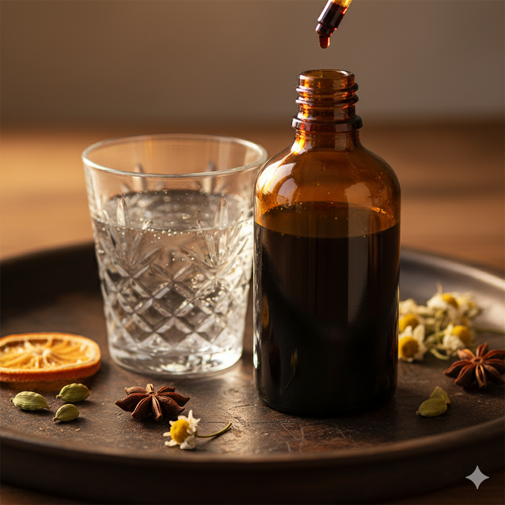 Close-up of bitters preparation